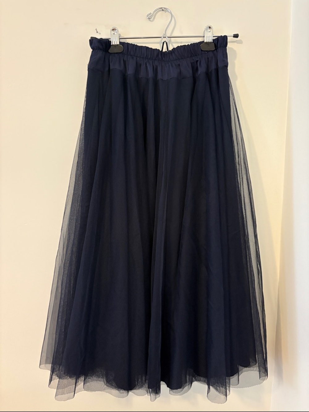 Navy Maxi Tulle Skirt with Elastic Waist